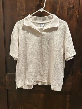 ZARA Cream Knit Polo Top